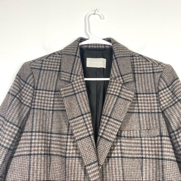 EVERLANE NWOT The Oversized Blazer Houndstooth Plaid Academia 10 Gray Brown - Picture 4 of 9